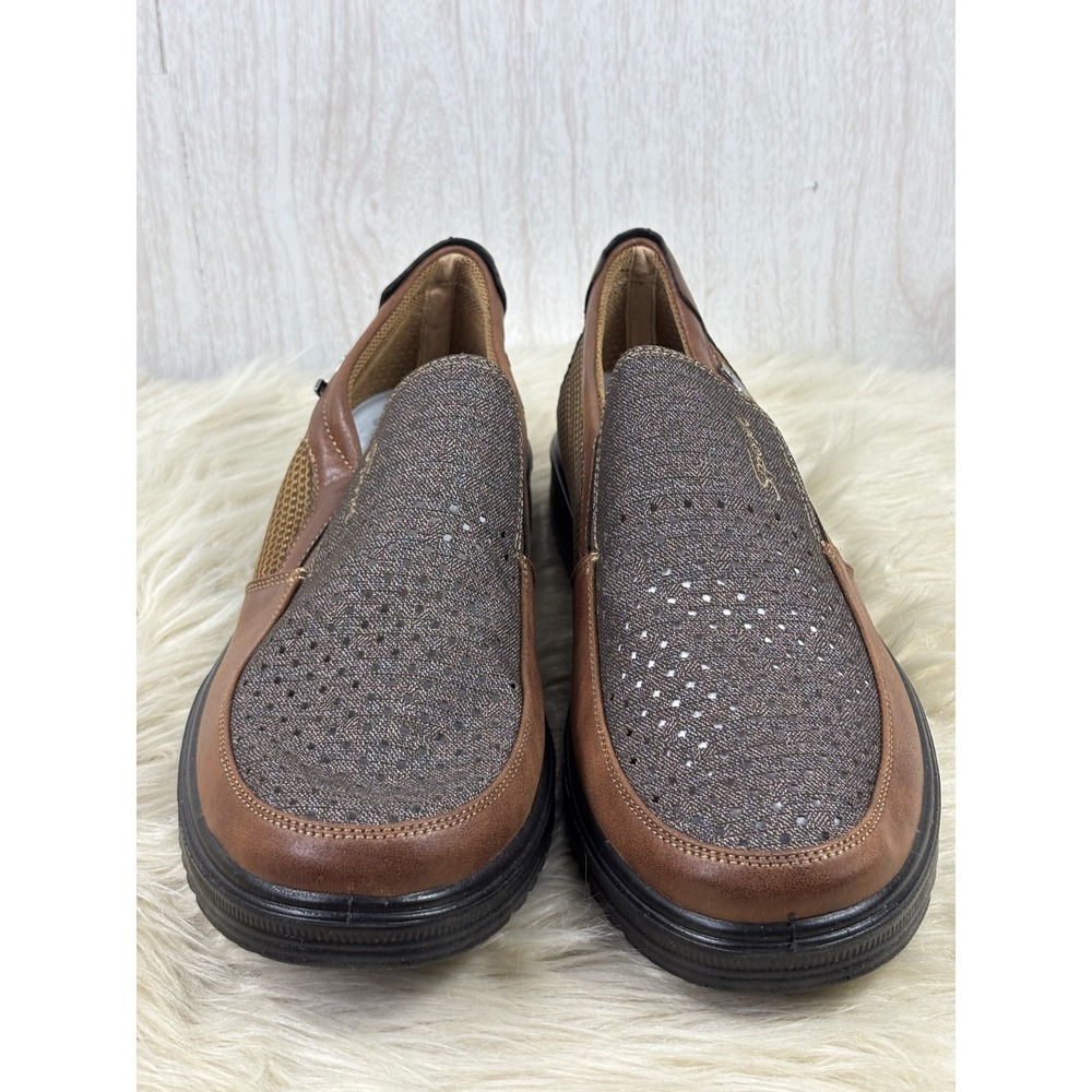 Mens Size 15 Mesh Loafers Brown Slip On Walking Shoes NIB Comfort Casual - Picture 3 of 10